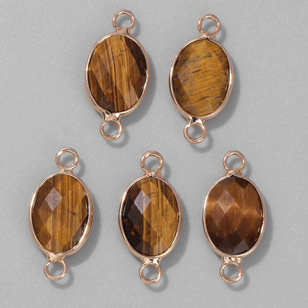Crystal Pendant Necklace Natural Stone - 3ชิ้นจี้หินธรรมชาติเหลี่ยมเพชรพลอยตาเสือคริสตัลช่องเสียบแบบสองรูเสน่ห์สำหรับเครื่องประดับทำ DIY สร้อยคอเครื่องประดับ