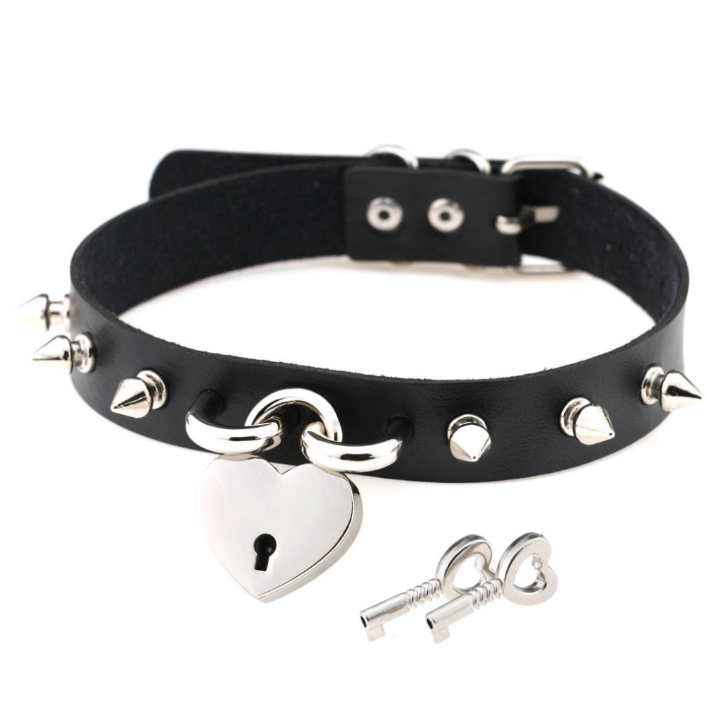 Goth Punk Spike Choker - Punk Spike Choker สร้อยคอผู้หญิงโกธิคอินเทรนด์ Goth PU