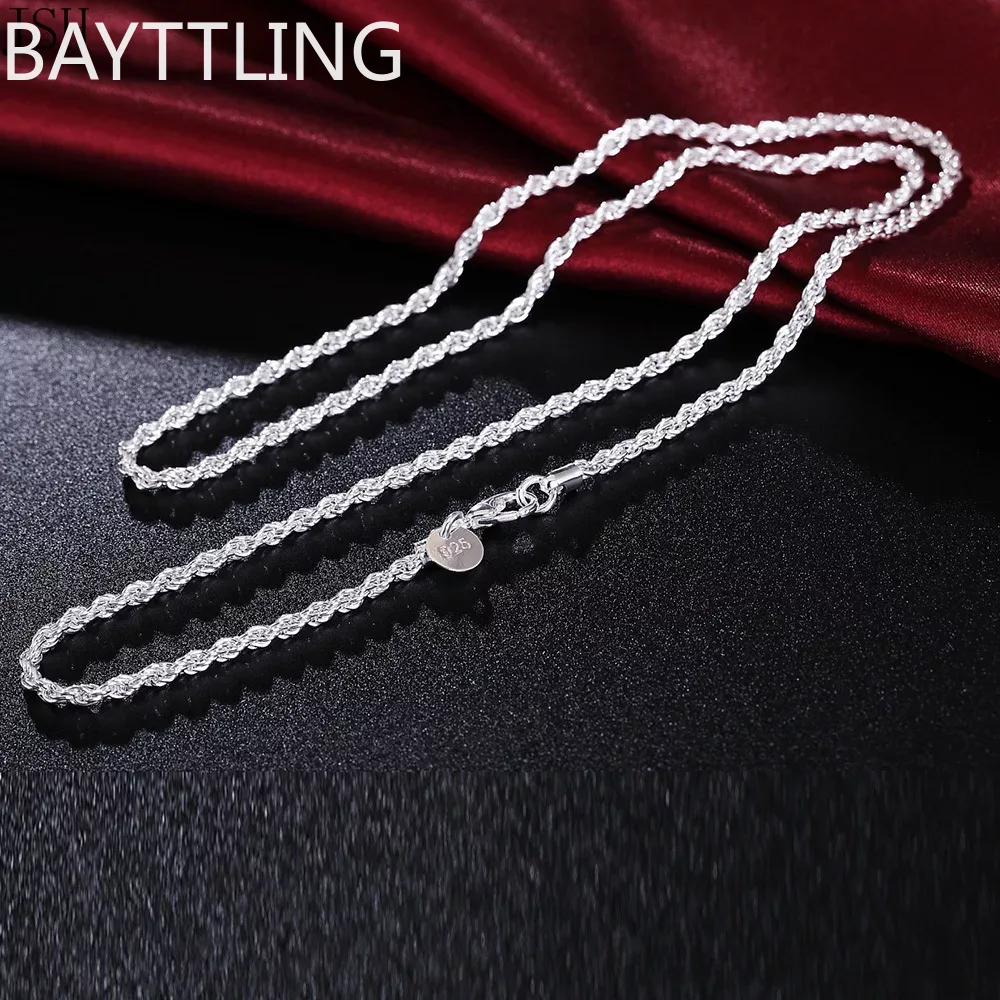 925 Sterling Silver Chain Necklace Men - 40-60 ซม.ขายส่ง 925 เงินสเตอร์ลิงเชือก 3 มม.ขายร้อนแฟชั่นน่ารักผู้หญิงผู้ชาย