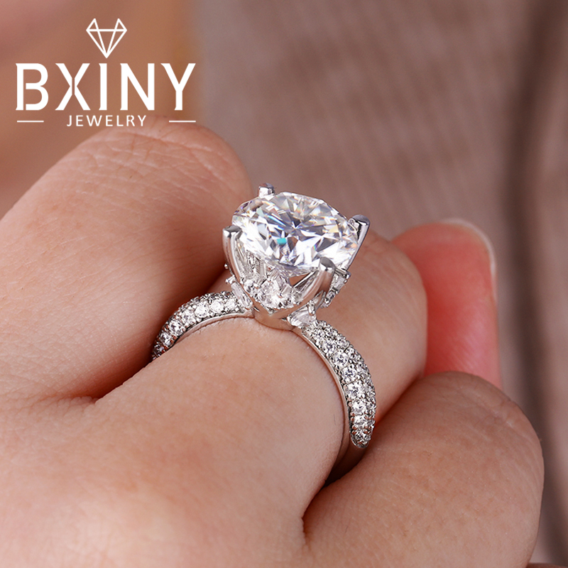 Moissanite Engagement Ring 1 Carat - BXINY D สี 5CT Moissanite แหวน