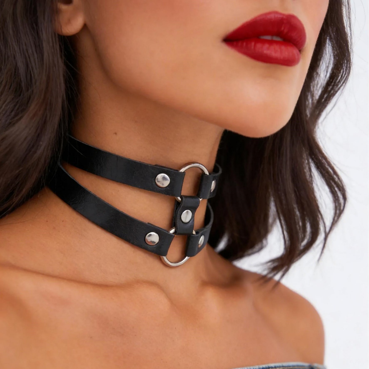 Goth Punk Spike Choker - สร้อยคอหนัง PU แบบมีหนาม สไตล์พังก์ สำหรับผู้หญิงและผู้ชาย ประดับหมุดและหมุดโลหะ