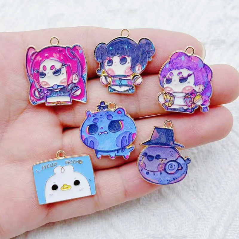 Earrings - จี้การ์ตูนอนิเมะรูปหยดน้ำมัน 10 ชิ้น ทำจากโลหะผสม สำหรับทำต่างหู พวงกุญแจ