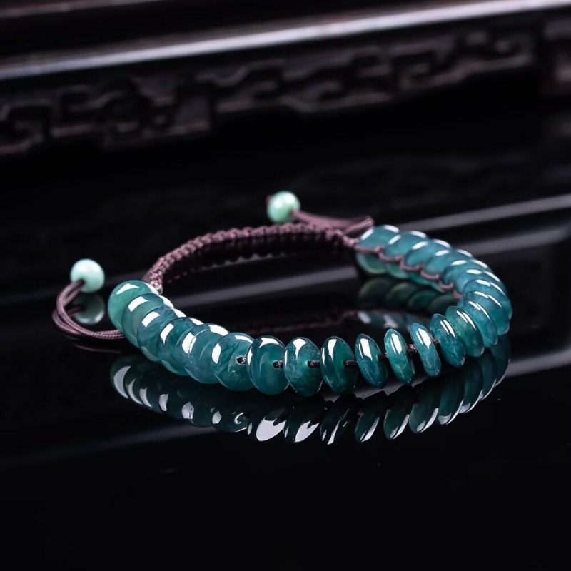 Necklaces - สร้อยข้อมือลูกปัดอะบาคัสสีน้ำเงินมรกตแท้ธรรมชาติ สร้อยคอหยกพม่า เครื่องประดับเสน่ห์ดีไซเนอร์สุดหรูสำหรับผู้หญิง พร้อมใบรับรอง