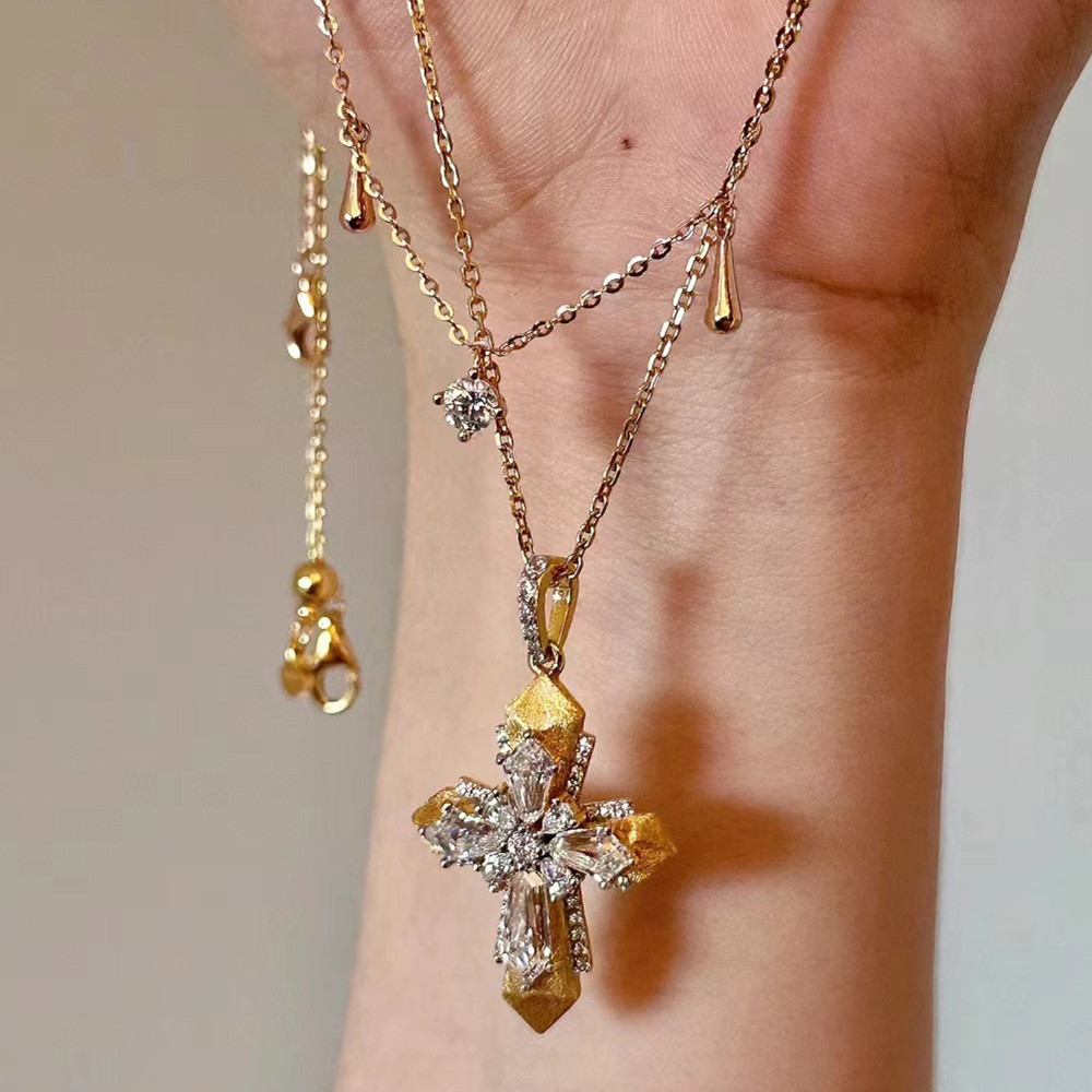 Cross Pendant Necklace Gold - Vintage Vatican Cross จี้สร้อยคอผู้หญิงประกายเพทายเพชร Prince Rupert's