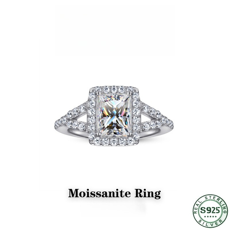 Moissanite Engagement Ring 1 Carat - แหวนมอยส์ซาไนต์ 1 กะรัต เงินแท้ S925 100%
