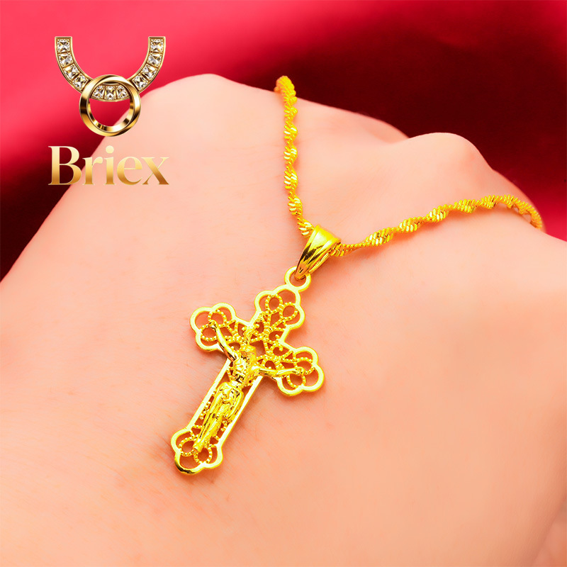 Cross Pendant Necklace Gold - บรีเอ็กซ์ จิวเวลรี่ อินส์ สร้อยคอทองคำรูปกางเขนสไตล์วินเทจ! ทองคำ 24K