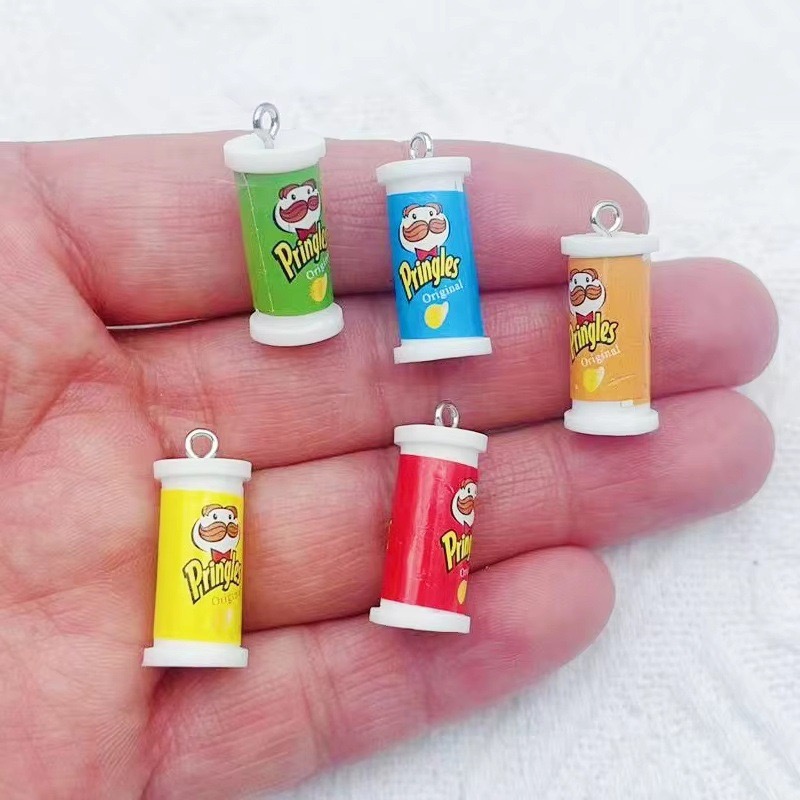 Earrings - 10 ชิ้น จี้เรซินรูปถังมันฝรั่งทอด 3D จำลอง อุปกรณ์ตกแต่งเครื่องประดับ