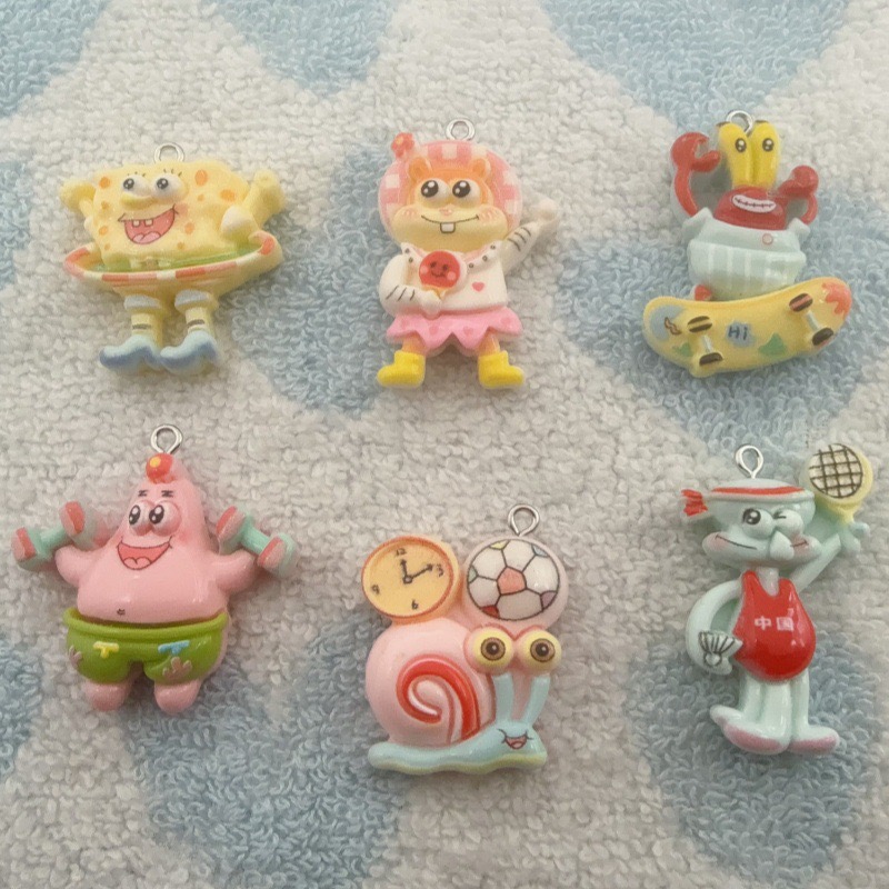Earrings - จี้เรซิ่นลายการ์ตูน 10 ชิ้น, ต่างหูทำเอง DIY, อุปกรณ์เสริมพวงกุญแจ
