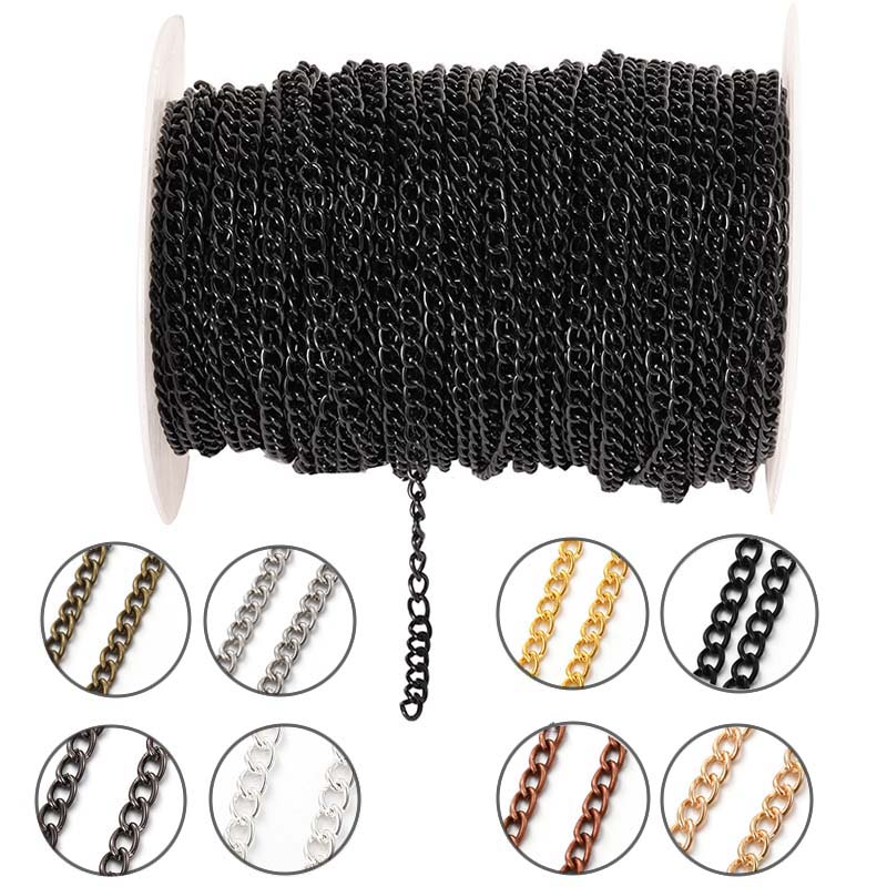 Body Jewelry - โซ่โลหะแบนรูปวงรีขนาด 2 เมตร 2.5/3.5/4.5 มม. สำหรับทำสร้อยคอ