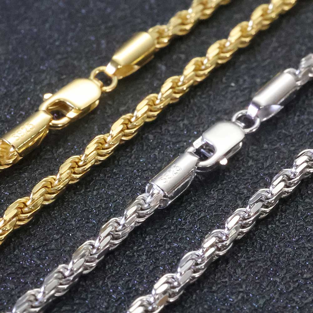 925 Sterling Silver Chain Necklace Men - ESKEEM 3 มม./5 มม.ผู้ชายผู้หญิง PVD 18