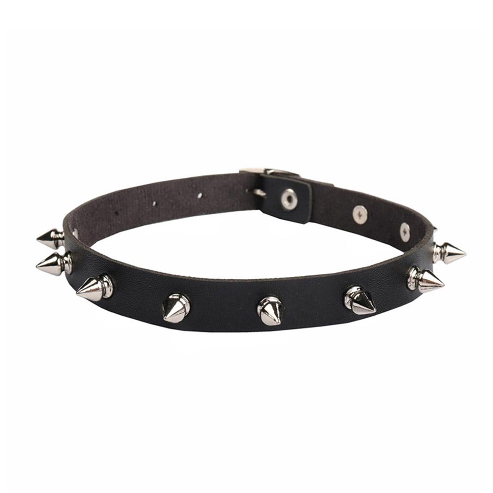 Goth Punk Spike Choker - สร้อยคอหนัง PU สีดำสำหรับผู้หญิงและผู้ชาย สไตล์พังก์กอธิคเท่ๆ พร้อมหมุดแหลม สไตล์ไบค์เกอร์