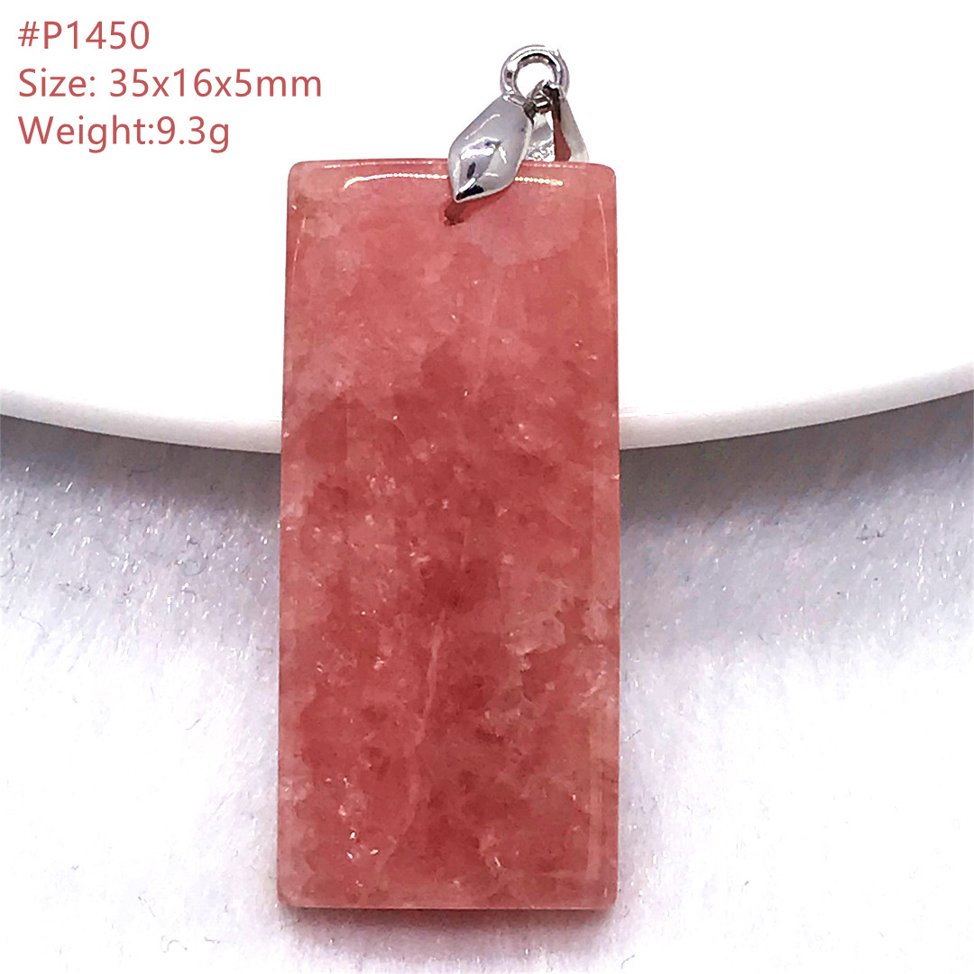 Crystal Pendant Necklace Natural Stone - สร้อยคอจี้โรโดโครไซต์สีแดงธรรมชาติชั้นดี สำหรับผู้หญิง ผู้ชาย ของขวัญแทนใจ ลูกปัดคริสตัล เงินแท้