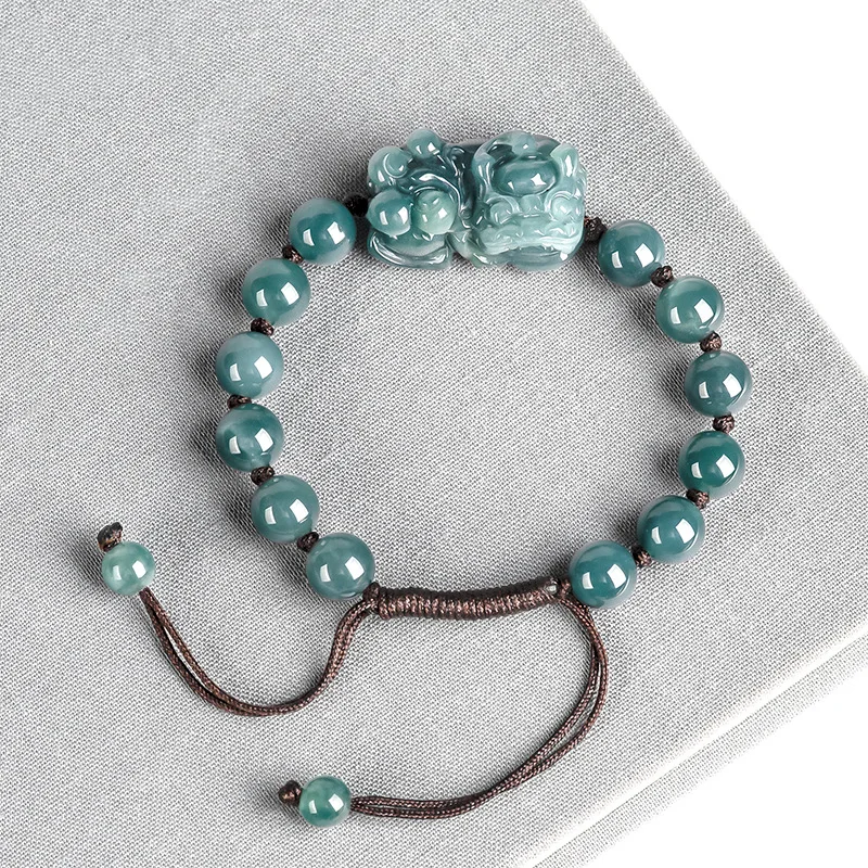 Bracelets - Jadeite bixiu กำไลข้อมือเครื่องรางสีฟ้าธรรมชาติผู้ชายผู้หญิงกำไลข้อมือของขวัญกำไลข้อมือหยกหรูหรา