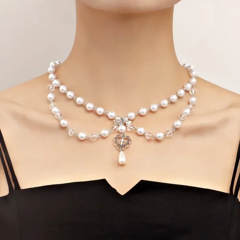 Punk Crosses จี้สร้อยคอ Gothic - Pearl Choker Necklace Vintage บทวิจารณ์และราคา