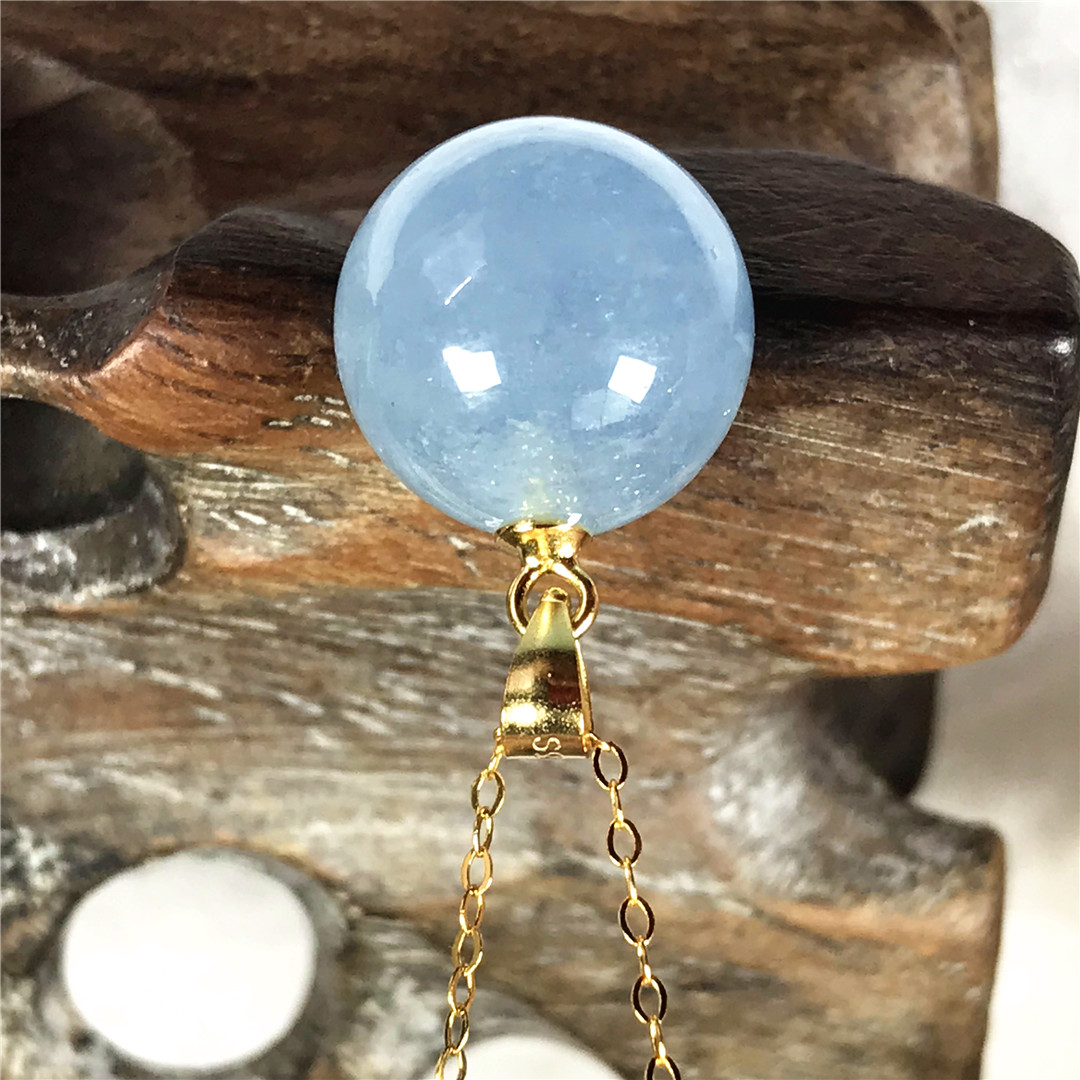 13Mm Natural Blue Aquamarine จ - 925 Sterling Silver Chain Necklace Men บทวิจารณ์และราคา