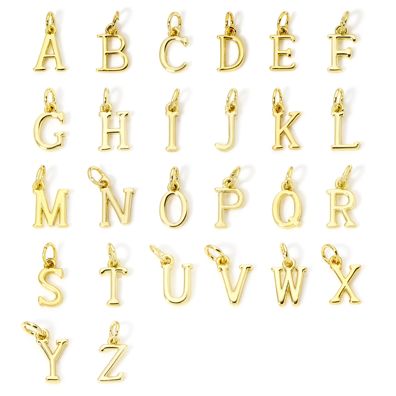 5 ชิ้นทองเหลือง Charms 18K Gol - Initial Letter Necklace 18K Gold บทวิจารณ์และราคา