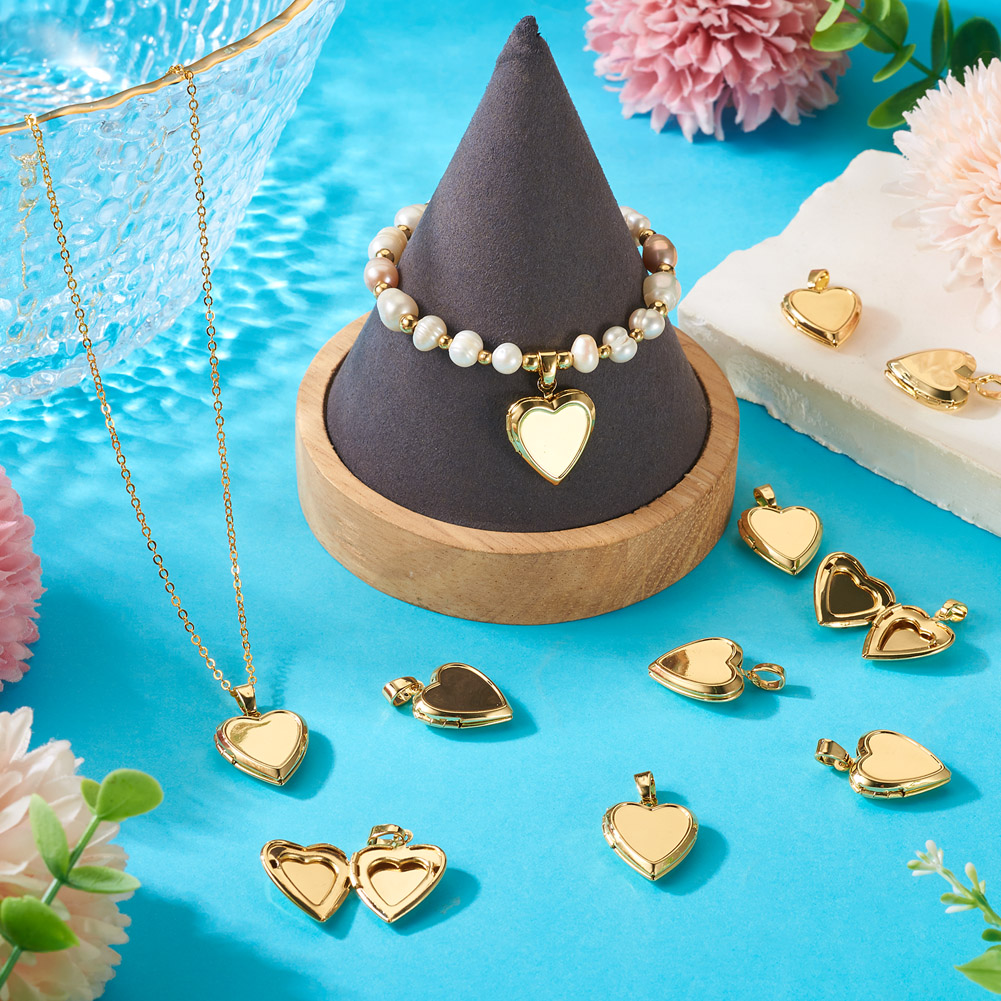 จี้รูปหัวใจแบบเปิดได้ 10 ชิ้น  - Heart Locket Necklace Photo บทวิจารณ์และราคา