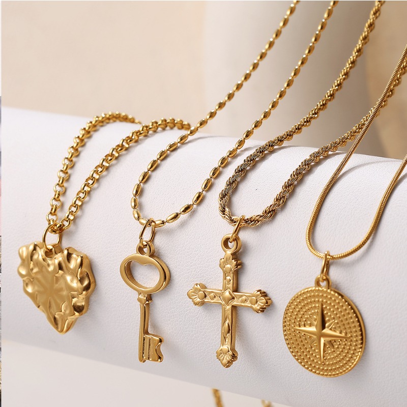 จี้สแตนเลสชุบทอง 18K รูปหัวใจค - Cross Pendant Necklace Gold บทวิจารณ์และราคา