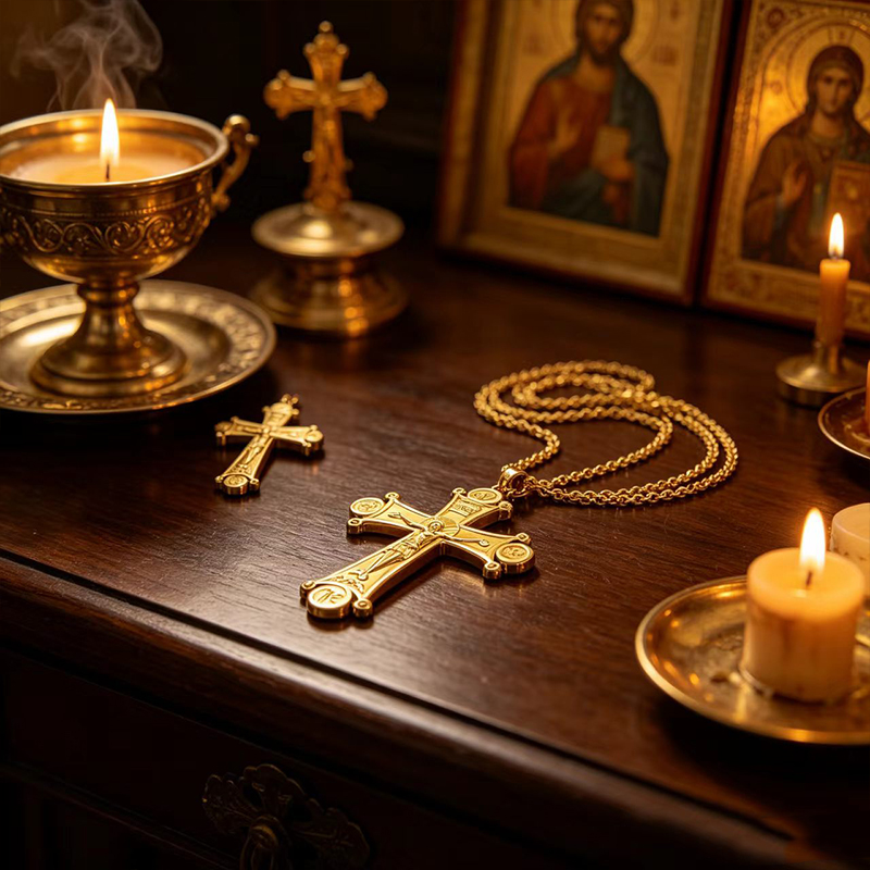 สร้อยคอไม้กางเขนออร์โธดอกซ์พรี - Cross Pendant Necklace Gold บทวิจารณ์และราคา