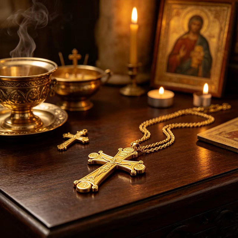 สร้อยคอไม้กางเขนออร์โธดอกซ์พรี - Cross Pendant Necklace Gold บทวิจารณ์และราคา