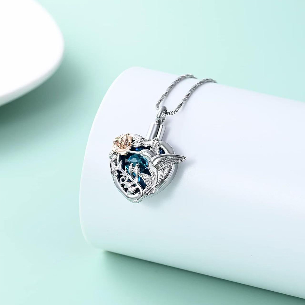 Hummingbird Heart Urn Locket ส - Heart Locket Necklace Photo บทวิจารณ์และราคา