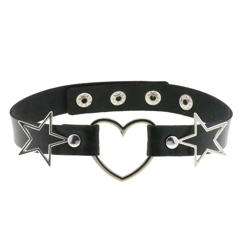 Decopunk Punk PU หนังหัวใจดาว  - Goth Punk Spike Choker บทวิจารณ์และราคา