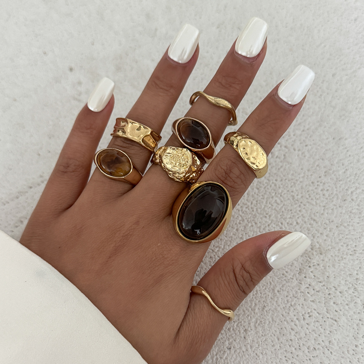 แหวนนิ้วโลหะประดับพลอยสีเหลือง - Vintage Punk Knuckle Rings Set บทวิจารณ์และราคา