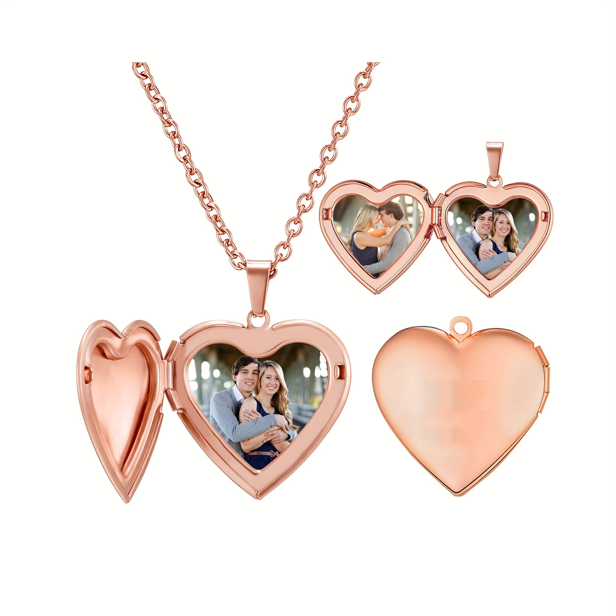 จี้สร้อยคอรูปหัวใจแบบกำหนดเองไ - Heart Locket Necklace Photo บทวิจารณ์และราคา