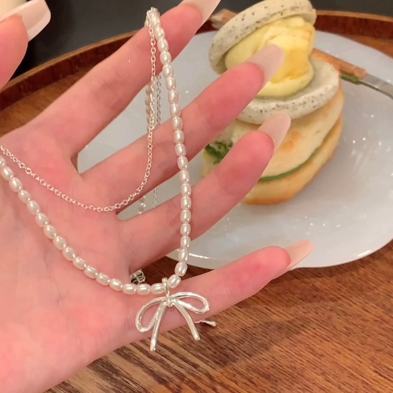 แฟชั่นวินเทจโบว์โบว์ประดับมุก  - Pearl Choker Necklace Vintage บทวิจารณ์และราคา