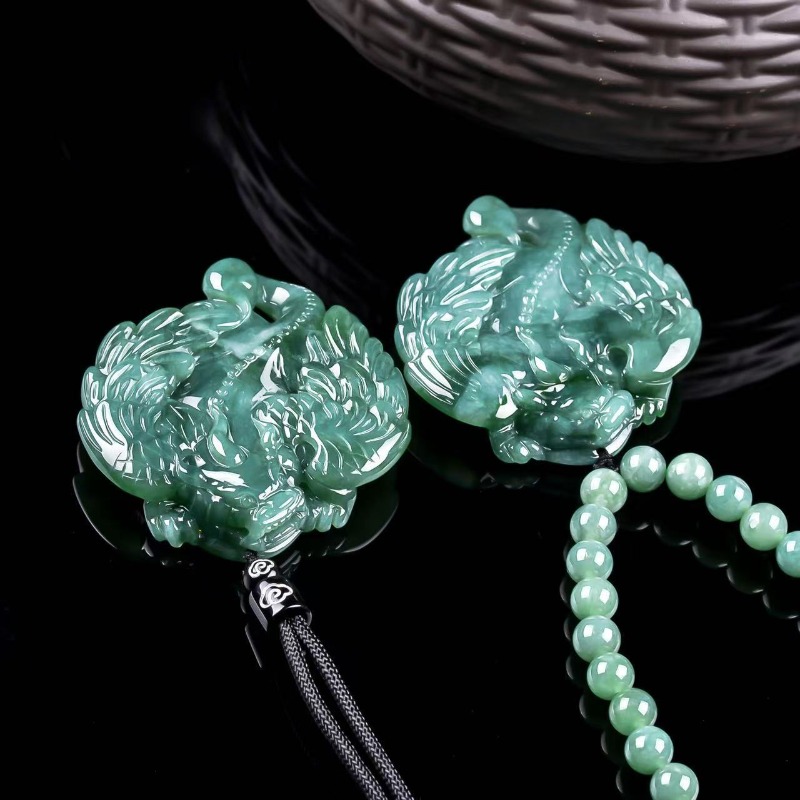จี้สร้อยคอหยกพม่าแท้สีน้ำเงินม - Necklaces บทวิจารณ์และราคา