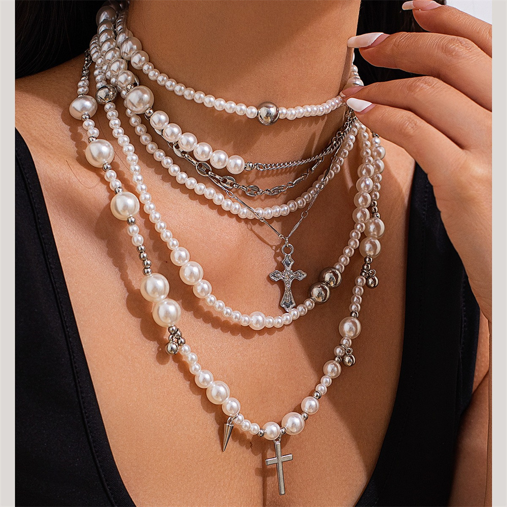 Multi-Layerเลียนแบบไข่มุกลูกปั - Layered Pendant Necklace Aesthetic บทวิจารณ์และราคา