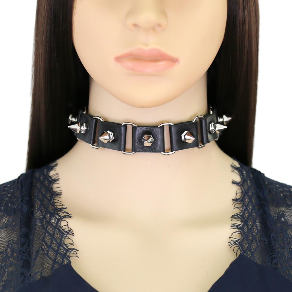 หนังสีดำ Heart Choker สร้อยคอ  - Goth Punk Spike Choker บทวิจารณ์และราคา