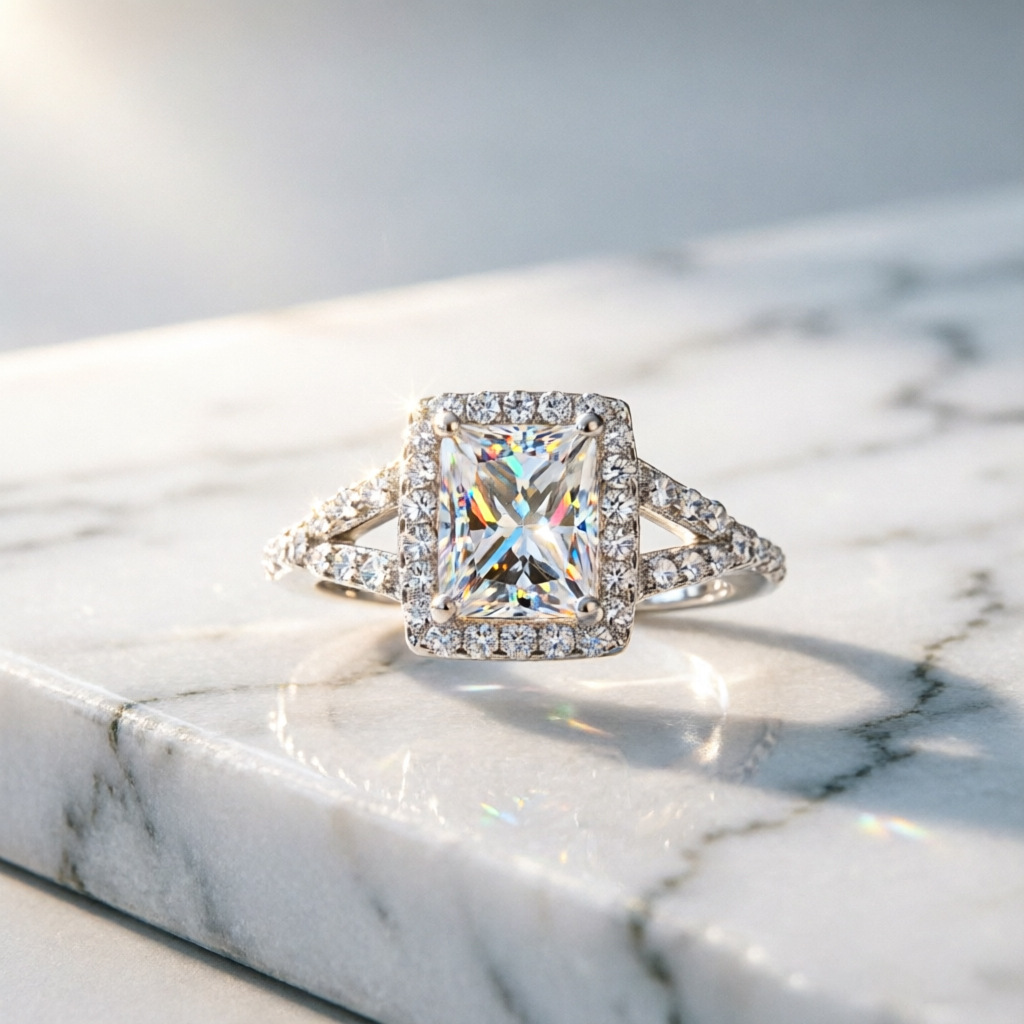 แหวนมอยส์ซาไนต์ 1 กะรัต เงินแท - Moissanite Engagement Ring 1 Carat บทวิจารณ์และราคา