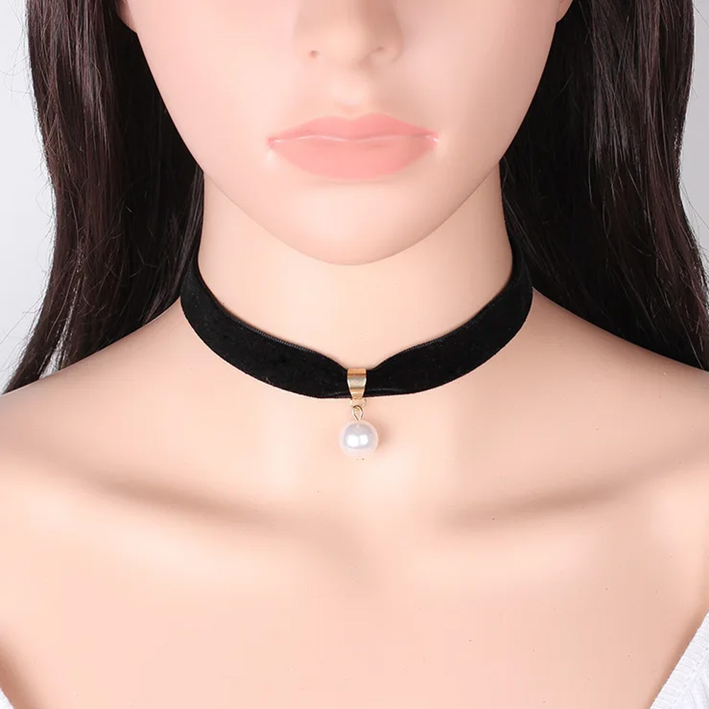 สร้อยคอไข่มุกวินเทจแบบเรียบง่า - Pearl Choker Necklace Vintage บทวิจารณ์และราคา