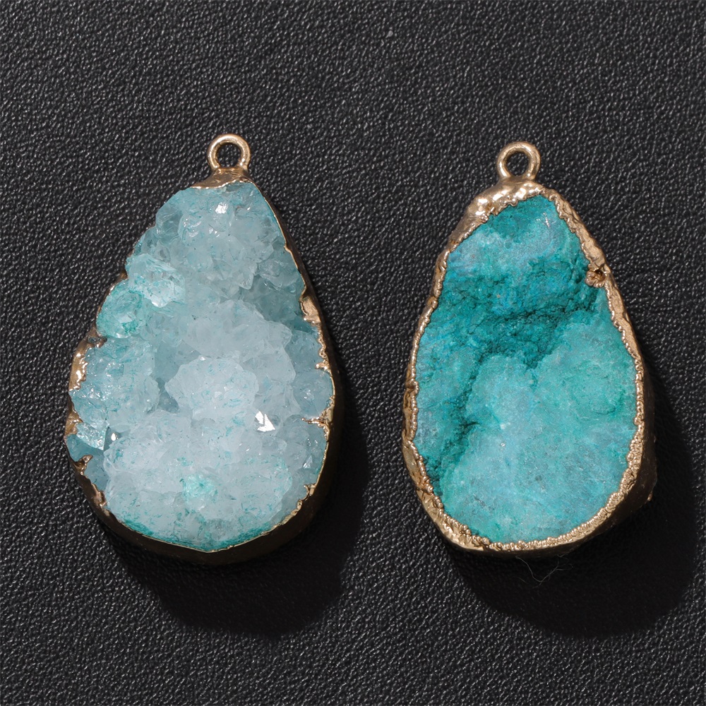 1PC อาเกตธรรมชาติ Geode จี้ 25 - Crystal Pendant Necklace Natural Stone บทวิจารณ์และราคา