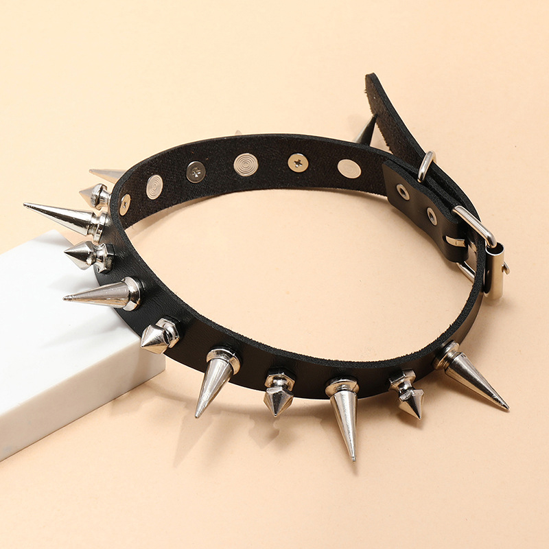 PUNK Choker Long SPIKE COLLAR  - Goth Punk Spike Choker บทวิจารณ์และราคา