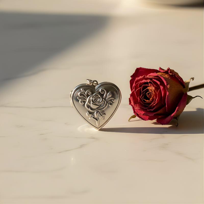 สร้อยคอหัวใจสไตล์โกธิควินเทจสำ - Heart Locket Necklace Photo บทวิจารณ์และราคา