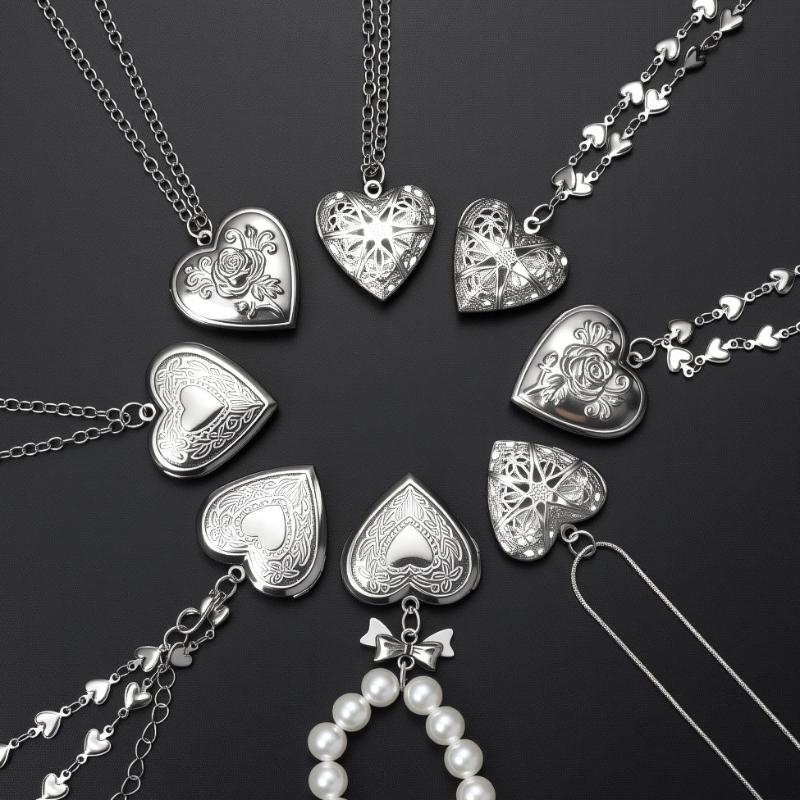 สร้อยคอหัวใจสไตล์โกธิควินเทจสำ - Heart Locket Necklace Photo บทวิจารณ์และราคา