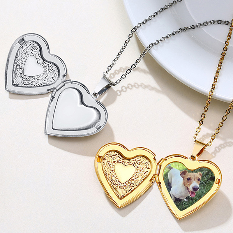 สร้อยคอจี้รูปหัวใจแบบสั่งทำพิเ - Heart Locket Necklace Photo บทวิจารณ์และราคา