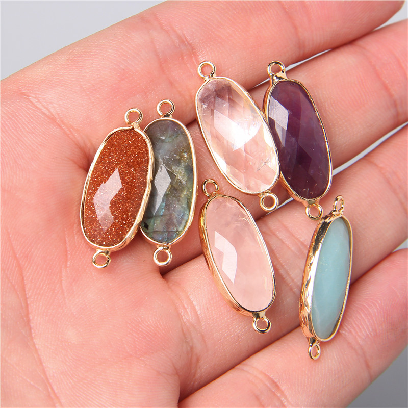 2pcs 10X26mm ธรรมชาติ Double L - Crystal Pendant Necklace Natural Stone บทวิจารณ์และราคา