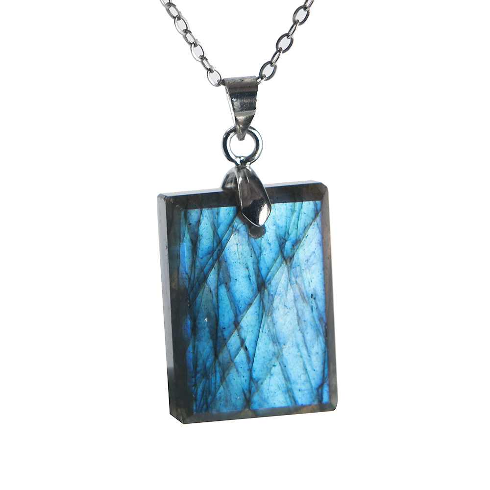 จี้สร้อยคอ ลาบราโดไรต์ธรรมชาติ - Crystal Pendant Necklace Natural Stone บทวิจารณ์และราคา