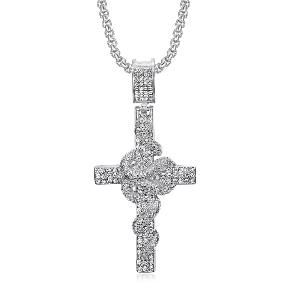สร้อยคอจี้ไม้กางเขนสแตนเลสลายง - Cross Pendant Necklace Gold บทวิจารณ์และราคา