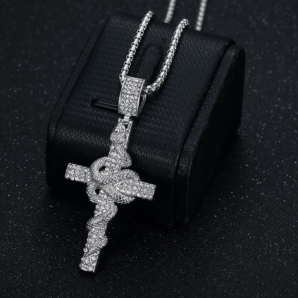 สร้อยคอจี้ไม้กางเขนสแตนเลสลายง - Cross Pendant Necklace Gold บทวิจารณ์และราคา