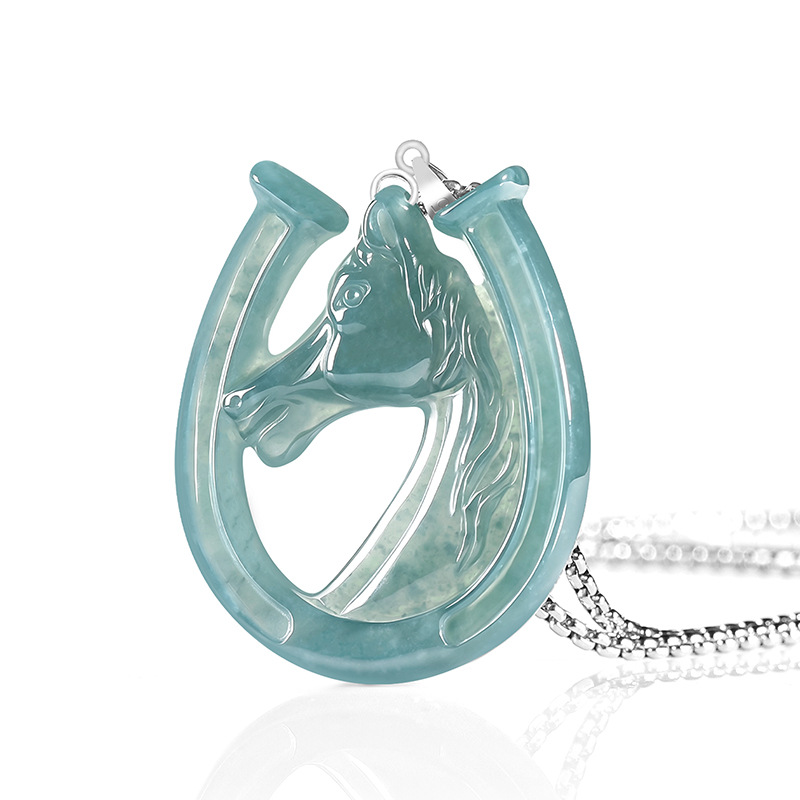สร้อยคอจี้หยกน้ำเงินธรรมชาติเง - Necklaces บทวิจารณ์และราคา