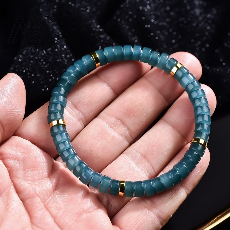 สร้อยข้อมือลูกปัดหยกธรรมชาติสี - Bracelets บทวิจารณ์และราคา