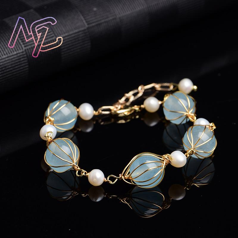 ต่างหูลูกปัดหยกธรรมชาติสีน้ำเง - Earrings บทวิจารณ์และราคา