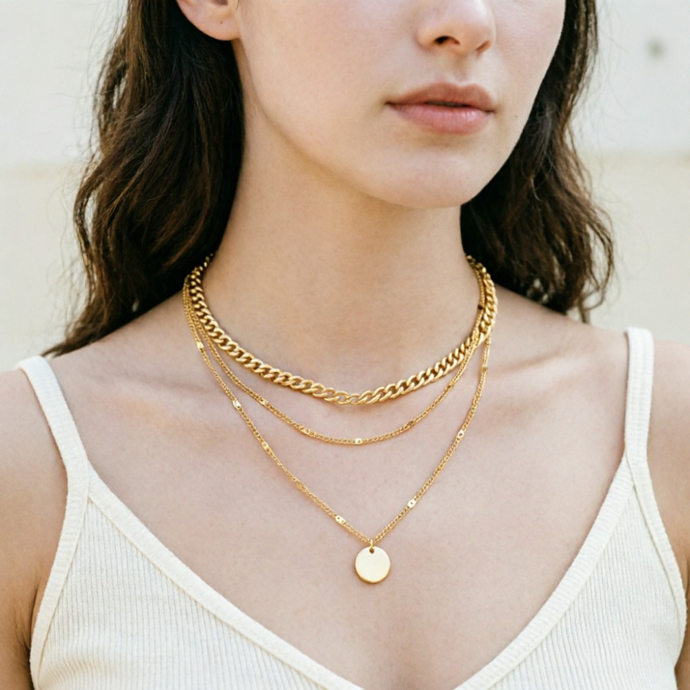 สร้อยคอจี้แบบเลเยอร์สไตล์เรโทร - Layered Pendant Necklace Aesthetic บทวิจารณ์และราคา