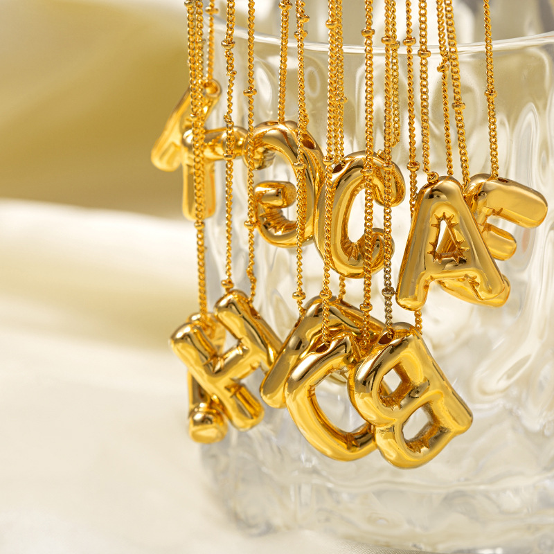 CARLIDANA ฟองสบู่26ตัวอักษรสร้ - Initial Letter Necklace 18K Gold บทวิจารณ์และราคา