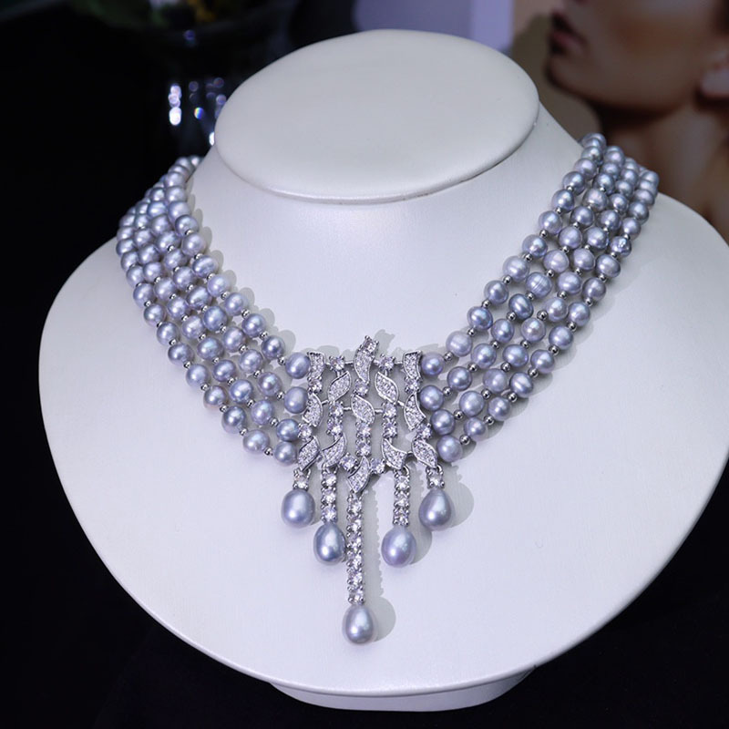 สร้อยคอมุกน้ำจืด ดีไซน์หรูหราแ - Pearl Choker Necklace Vintage บทวิจารณ์และราคา