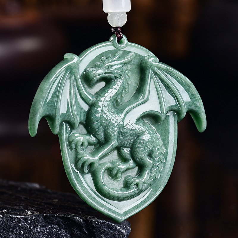 หยกพม่าธรรมชาติ จี้รูปมังกร สร - Necklaces บทวิจารณ์และราคา